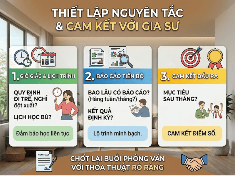 Hãy lập nguyên tắc và cam kết với gia sư